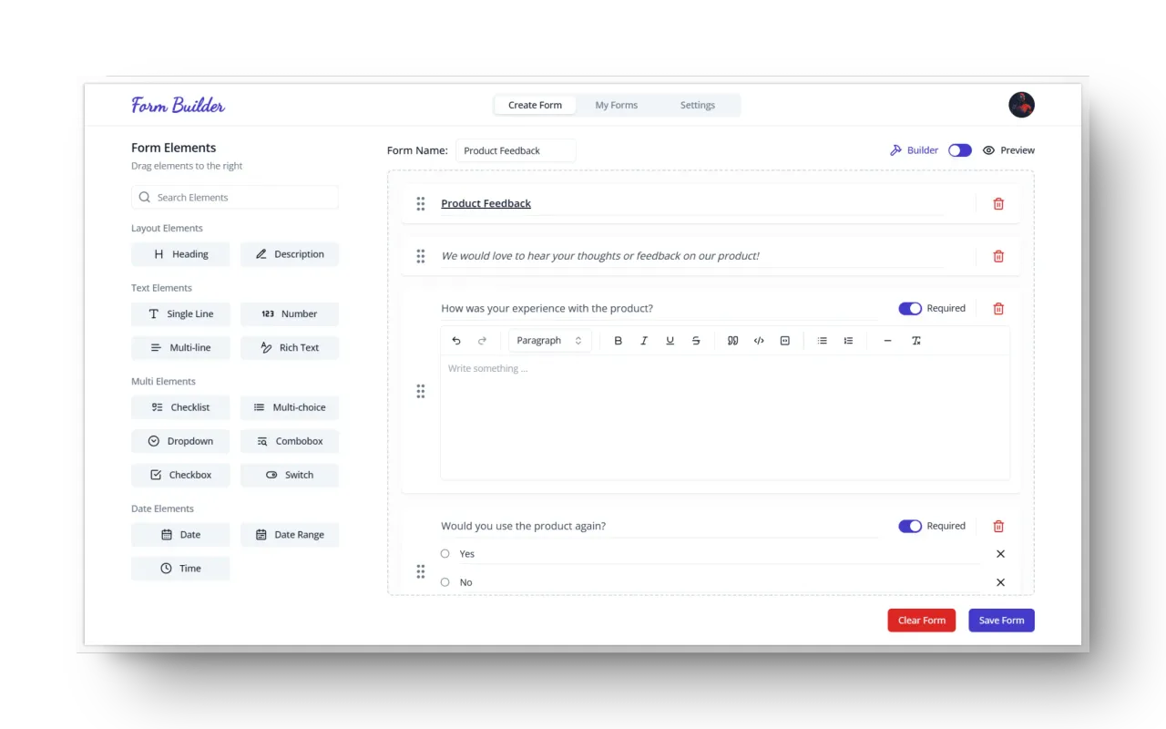 Form Builder Project